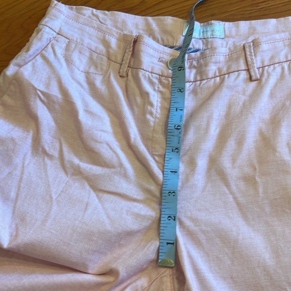 Sz 32 Brax Mia Turn Up peachy pink micro checked straight  leg zippered pants - Picture 10 of 16